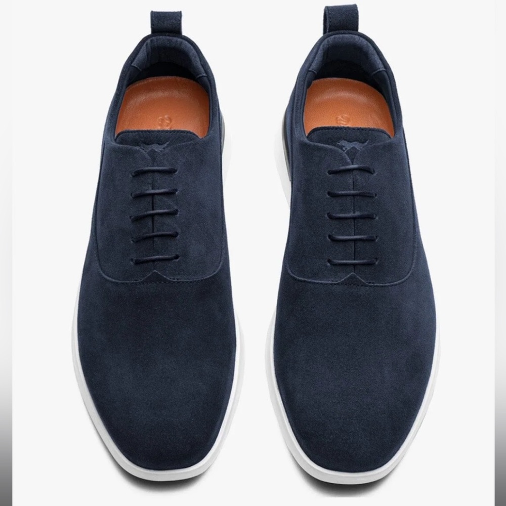 Men's Navy Suede Casual Lace-Up Shoes